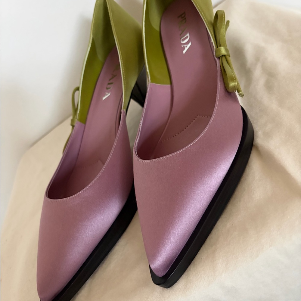Prada Pink and Olive Green Heels - Picture 4 of 8